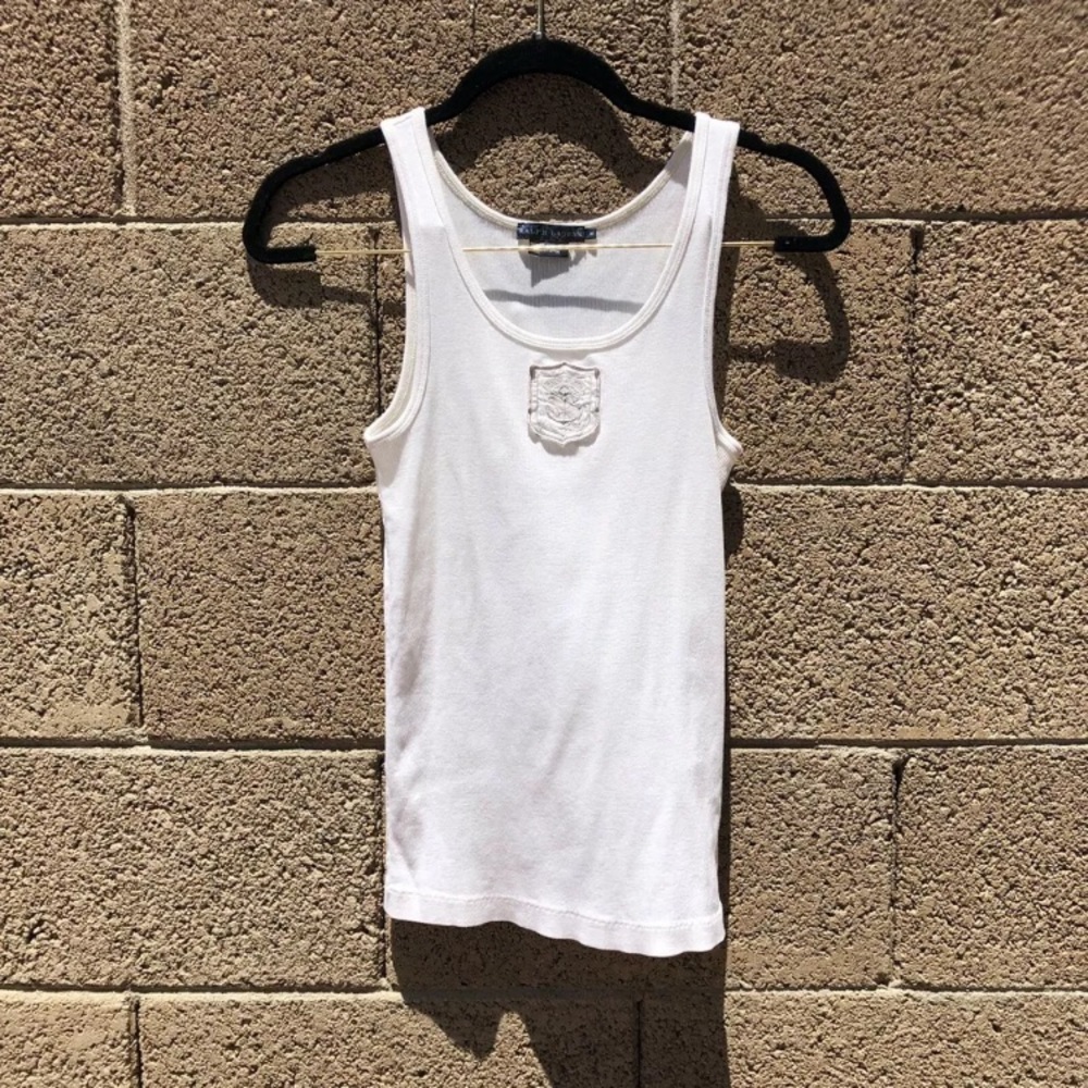 RALPH LAUREN Woman's White Ribbed Cotton